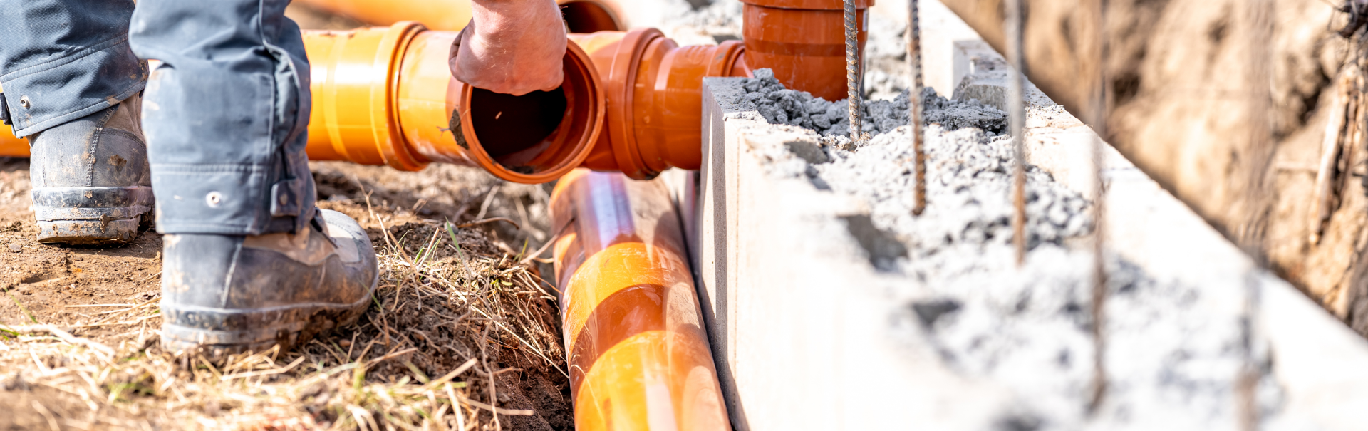 Image showing the installation of some plastic sewage piping
